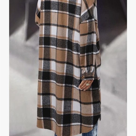 Plaid Longline Coat for Women - Picture 4 of 6